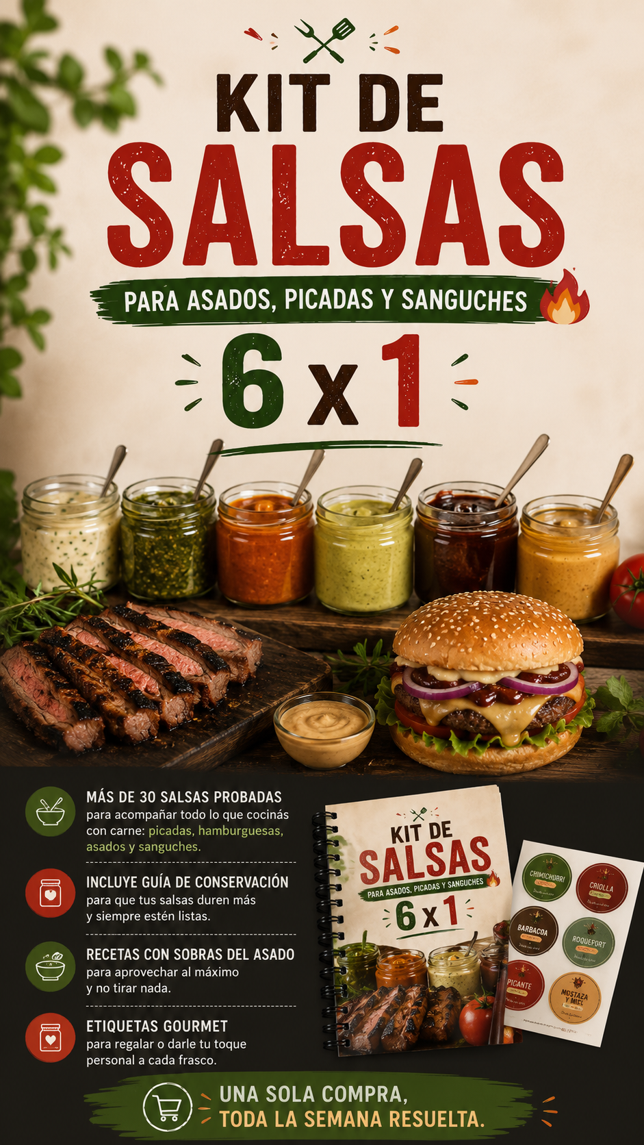 Kit de Salsas para Asados, Picadas y Sanguches 🔥6x1